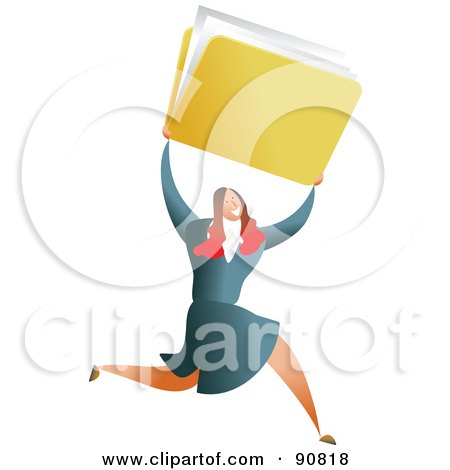 Royalty-Free (RF) Clipart Illustration of a Successful Businesswoman Carrying A Folder by Prawny