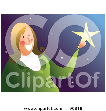 Royalty-Free (RF) Clipart Illustration of a Businesswoman Catching A Falling Star by Prawny