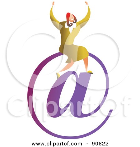 Royalty-Free (RF) Clipart Illustration of a Successful Businesswoman Sitting On An At Email Symbol by Prawny