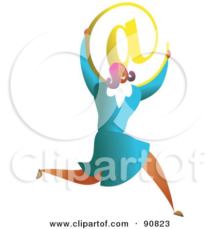 Royalty-Free (RF) Clipart Illustration of a Successful Businesswoman Carrying An At Email Symbol by Prawny