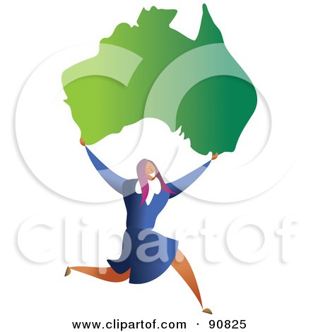 Royalty-Free (RF) Clipart Illustration of a Successful Businesswoman Carrying Australia by Prawny