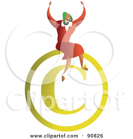 Royalty-Free (RF) Clipart Illustration of a Successful Businesswoman Sitting On A Copyright Symbol by Prawny