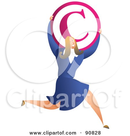 Royalty-Free (RF) Clipart Illustration of a Successful Businesswoman Carrying A Copyright Symbol by Prawny