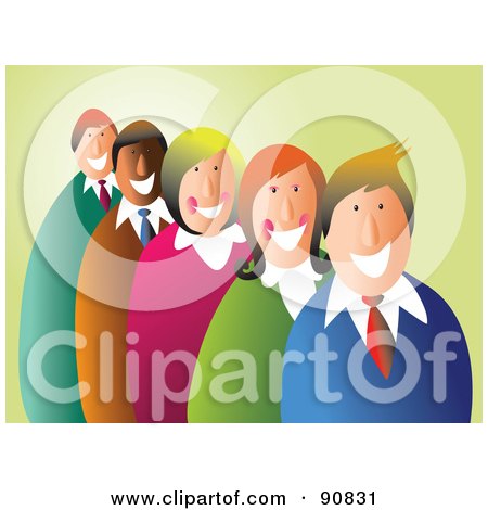 Royalty-Free (RF) Clipart Illustration of a Team Of Happy Business Men And Women In A Line by Prawny