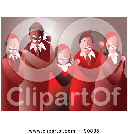 Royalty-Free (RF) Clipart Illustration of a Mad Business Team Clenching Their Fists by Prawny