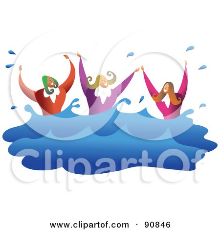 Royalty-Free (RF) Clipart Illustration of a Female Business Team Drowning And Splashing In Water by Prawny