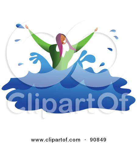 Royalty-Free (RF) Clipart Illustration of a Businesswoman Drowning And Splashing In Water by Prawny