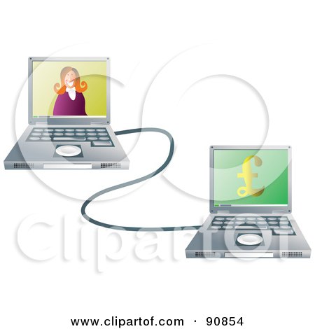 Royalty-Free (RF) Clipart Illustration of a Woman On A Laptop, Connected To Her Internet Banking Site by Prawny