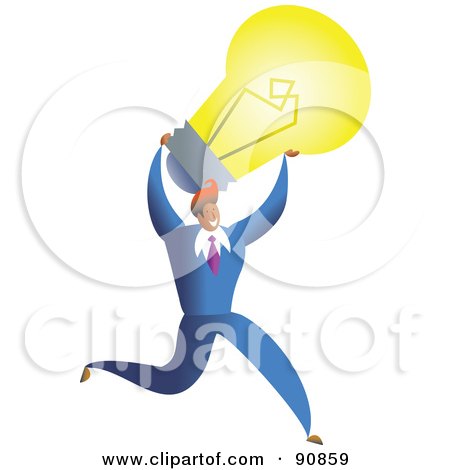 Royalty-Free (RF) Clipart Illustration of a Successful Businessman Carrying A Light Bulb by Prawny