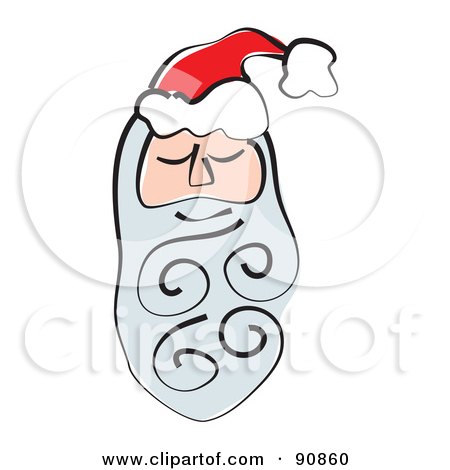 Royalty-Free (RF) Clipart Illustration of a Pleasant Santa Face With A Gray Beard by Prawny