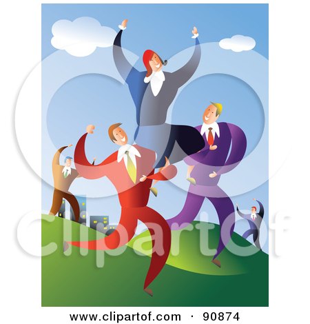 Royalty-Free (RF) Clipart Illustration of a Team Of Business Men Carrying A Successful Woman by Prawny