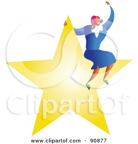 Royalty-Free (RF) Clipart Illustration of a Successful Business Woman Sitting On A Star by Prawny