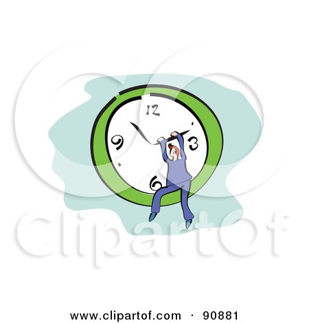 Royalty-Free (RF) Clipart Illustration of a Red Haired Businessman Sitting In A Wall Clock by Prawny