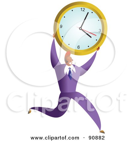 Royalty-Free (RF) Clipart Illustration of a Successful Businessman Carrying A Clock by Prawny
