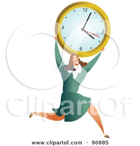 Royalty-Free (RF) Clipart Illustration of a Successful Businesswoman Carrying A Clock by Prawny