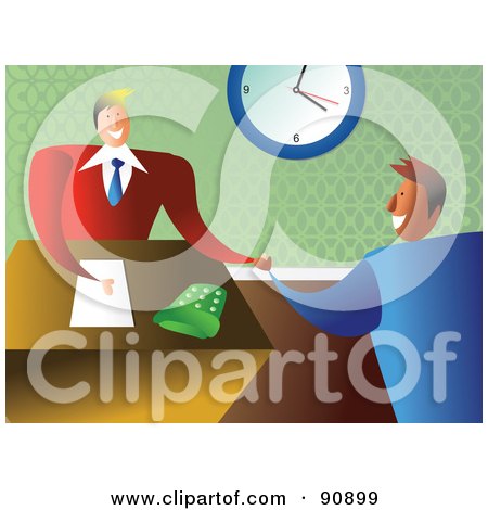 Royalty-Free (RF) Clipart Illustration of Businessmen Shaking Hands In An Office by Prawny