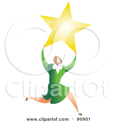 Royalty-Free (RF) Clipart Illustration of a Successful Business Woman Carrying A Star by Prawny