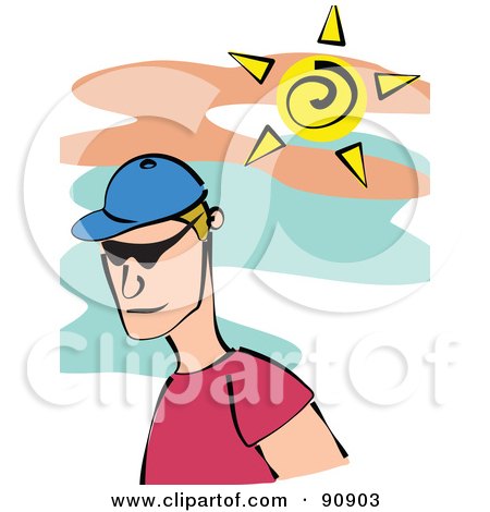 Royalty-Free (RF) Clipart Illustration of a Summer Man Wearing A Blue Hat And Shades by Prawny