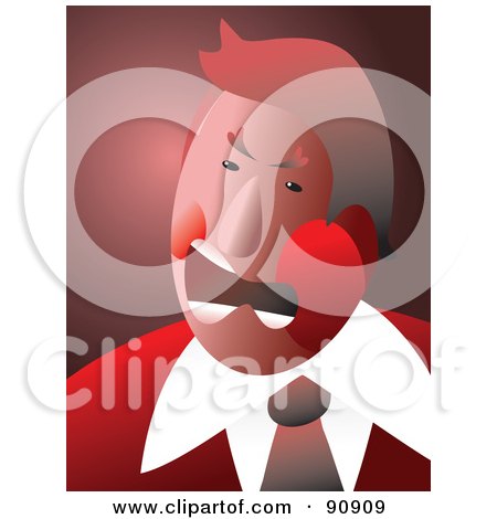 Royalty-Free (RF) Clipart Illustration of a Furious Red Businessman Yelling by Prawny