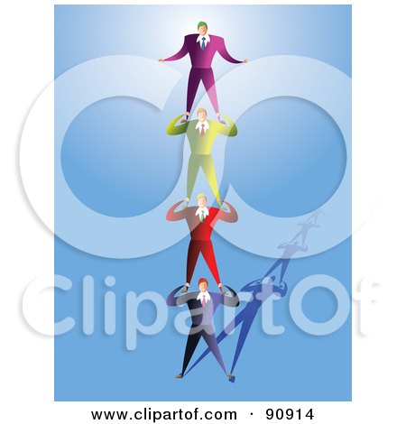 Royalty-Free (RF) Clipart Illustration of Businessmen Standing On Each Others Shoulders by Prawny