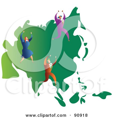 Royalty-Free (RF) Clipart Illustration of a Successful Business Team On A Map Of Asia by Prawny