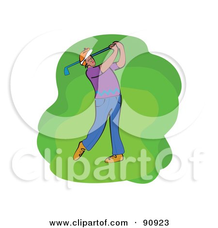 Royalty-Free (RF) Clipart Illustration of a Golfing Man Swinging by Prawny