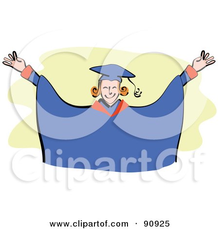 Royalty-Free (RF) Clipart Illustration of a Proud Female Graduate Holding Out Her Arms by Prawny