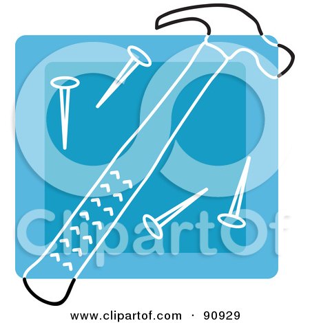 Royalty-Free (RF) Clipart Illustration of a Blue Hammer And Nails Tool App Icon by Rosie Piter