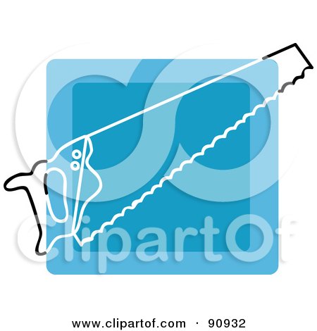 Royalty-Free (RF) Clipart Illustration of a Blue Hand Saw App Icon by Rosie Piter
