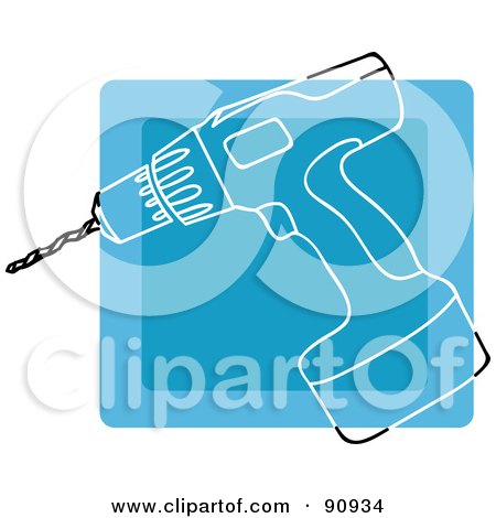 Royalty-Free (RF) Clipart Illustration of a Blue Power Drill App Icon by Rosie Piter