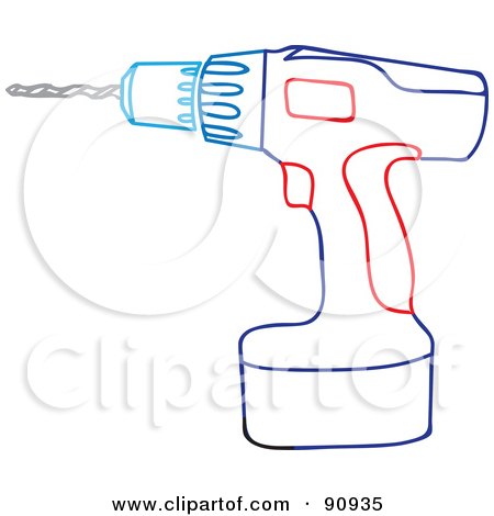 Royalty-Free (RF) Clipart Illustration of a Blue And Red Power Drill by Rosie Piter