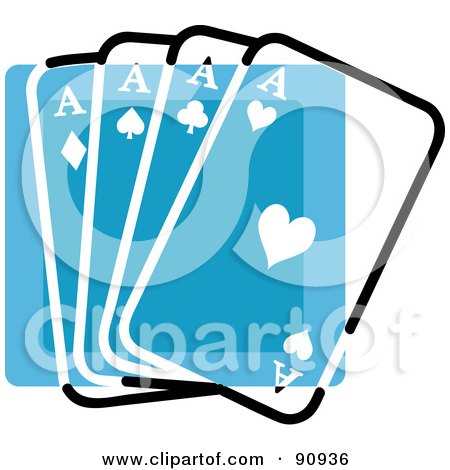 Royalty-Free (RF) Clipart Illustration of a Blue Playing Card App Icon by Rosie Piter