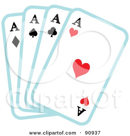 Royalty-Free (RF) Clipart Illustration of Four Ace Playing Cards, Four Of A Kind by Rosie Piter