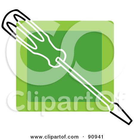 Royalty-Free (RF) Clipart Illustration of a Green Screwdriver App Icon by Rosie Piter