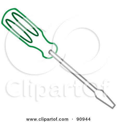 Royalty-Free (RF) Clipart Illustration of a Green Handled Screwdriver by Rosie Piter