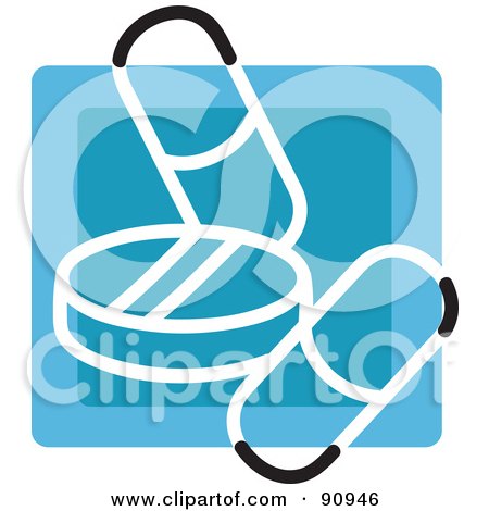 Royalty-Free (RF) Clipart Illustration of a Blue Medication App Icon by Rosie Piter