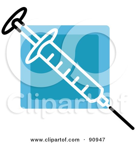 Royalty-Free (RF) Clipart Illustration of a Blue Syringe App Icon by Rosie Piter