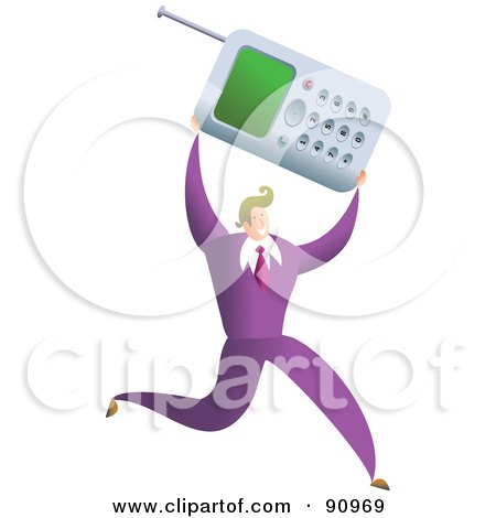 Royalty-Free (RF) Clipart Illustration of a Successful Businessman Carrying A Cell Phone by Prawny
