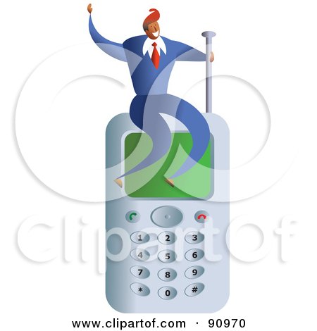 Royalty-Free (RF) Clipart Illustration of a Successful Businessman Sitting On A Cell Phone by Prawny