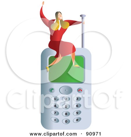 Royalty-Free (RF) Clipart Illustration of a Successful Businesswoman Sitting On A Cell Phone by Prawny