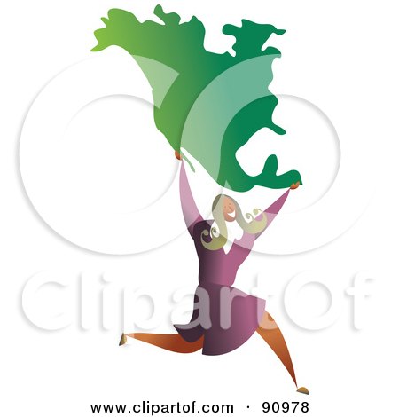 Royalty-Free (RF) Clipart Illustration of a Successful Businesswoman Carrying North America by Prawny