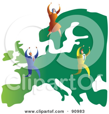 Royalty-Free (RF) Clipart Illustration of a Successful Business Team On A Map Of Europe by Prawny