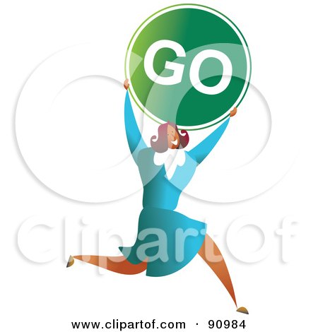 Royalty-Free (RF) Clipart Illustration of a Successful Businesswoman Carrying A Go Sign by Prawny