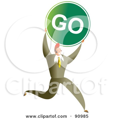 Royalty-Free (RF) Clipart Illustration of a Successful Businessman Carrying A Go Sign by Prawny