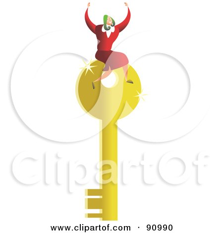 Royalty-Free (RF) Clipart Illustration of a Successful Businesswoman Sitting On A Key by Prawny