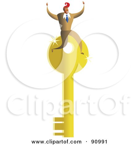 Royalty-Free (RF) Clipart Illustration of a Successful Businessman Sitting On A Key by Prawny