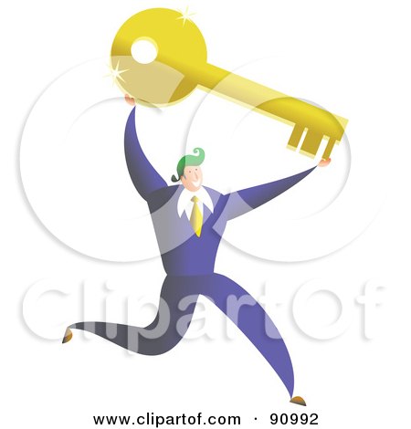 Royalty-Free (RF) Clipart Illustration of a Successful Businessman Carrying A Key by Prawny