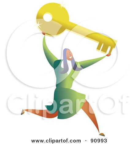 Royalty-Free (RF) Clipart Illustration of a Successful Businesswoman Carrying A Key by Prawny