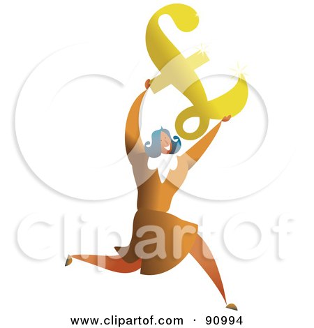 Royalty-Free (RF) Clipart Illustration of a Successful Businesswoman Carrying A Pound Symbol by Prawny