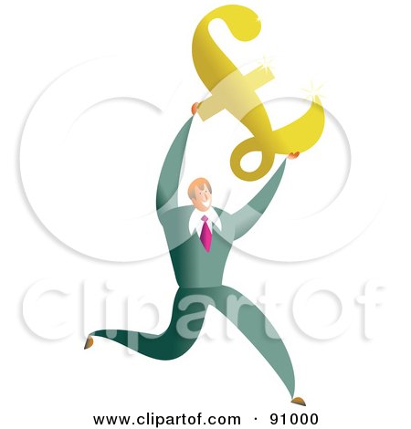 Royalty-Free (RF) Clipart Illustration of a Successful Businessman Carrying A Pound Symbol by Prawny